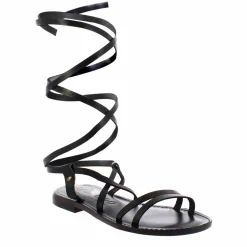 Sandali Lumina Da Donna Stile Romano Antico In Pelle Colore Nero
