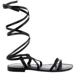 Sandali Lumina Da Donna Stile Romano Antico In Pelle Colore Nero