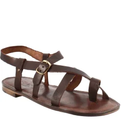 Sandali Rimini Modello Gladiatore Da Uomo In Pelle Color Marrone
