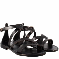 Sandali Sinfonia Da Donna Stile Romano Antico In Pelle Colore Nero