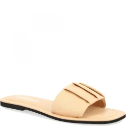 Sandali Slip-on Fascia Larga Con Pieghe Da Donna Fatti A Mano In Nappa Nude