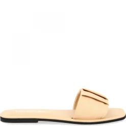 Sandali Slip-on Fascia Larga Con Pieghe Da Donna Fatti A Mano In Nappa Nude