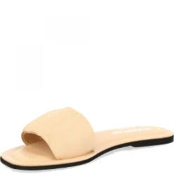 Sandali Slip-on Fascia Larga Con Pieghe Da Donna Fatti A Mano In Nappa Nude