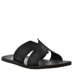 Sandali Uomo A H In Pelle Colore Nero Fatti A Mano