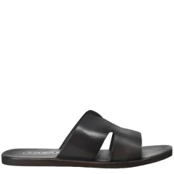 Sandali Uomo A H In Pelle Colore Nero Fatti A Mano