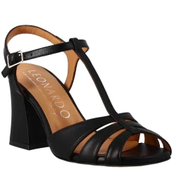 Sandalo A Gabbia Da Donna In Pelle Colore Nero