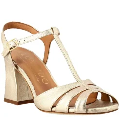 Sandalo A Gabbia Da Donna In Pelle Colore Platino