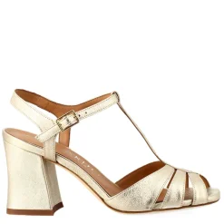 Sandalo A Gabbia Da Donna In Pelle Colore Platino