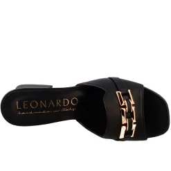 Sandalo Aperto Con Fibbia Da Donna In Pelle Colore Nero