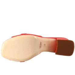 Sandalo Aperto Con Fibbia Da Donna In Pelle Colore Rosso
