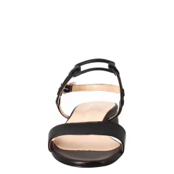 Sandalo Aperto Da Donna Con Tacco Basso In Pelle Effetto Glitter Colore Nero