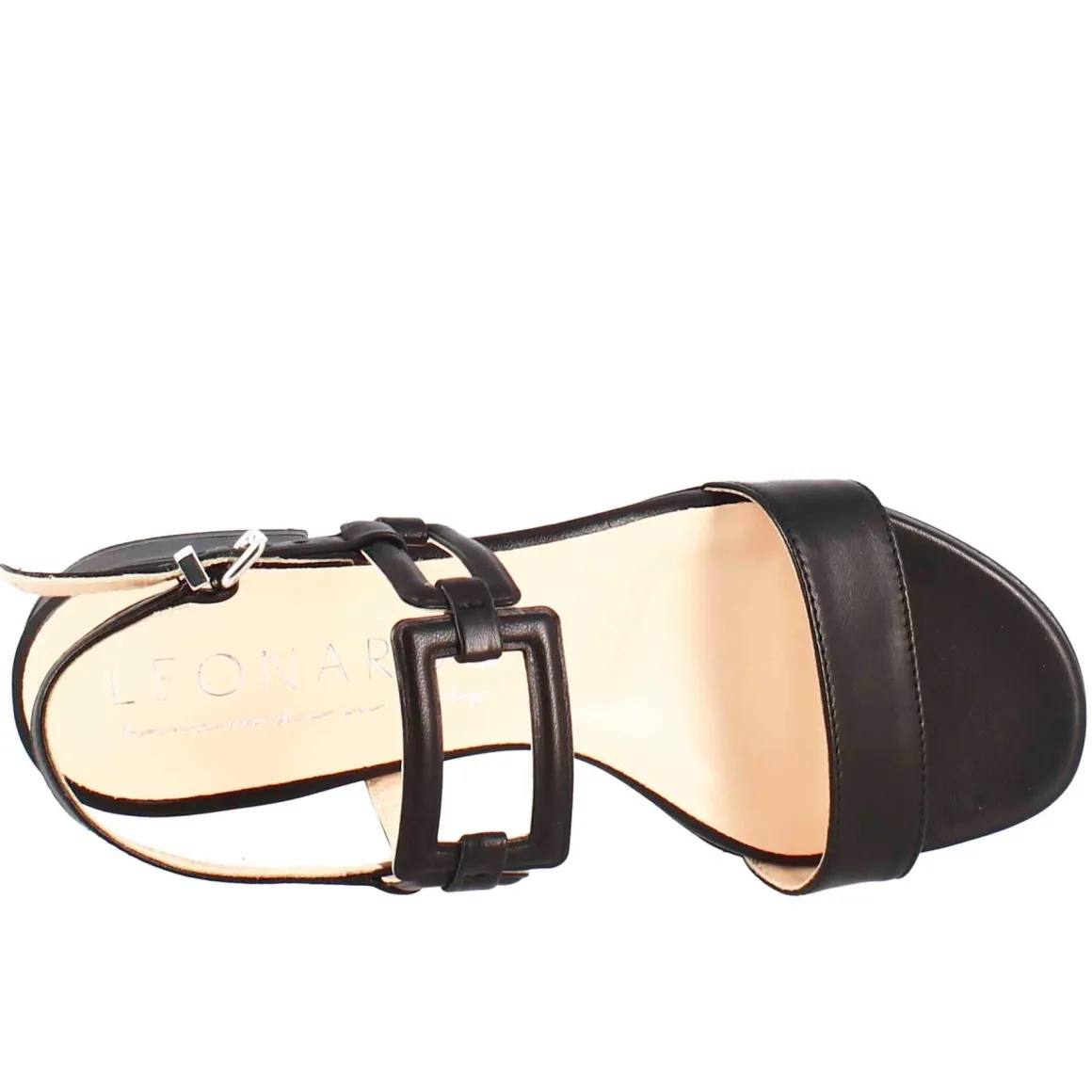 Sandalo Aperto Da Donna Con Tacco Basso In Pelle Effetto Glitter Colore Nero
