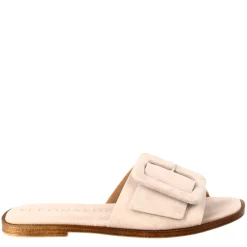 Sandalo Basso Da Donna In Pelle Scamosciata Beige