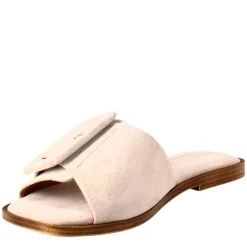 Sandalo Basso Da Donna In Pelle Scamosciata Beige