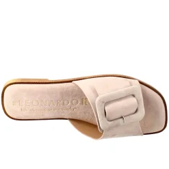 Sandalo Basso Da Donna In Pelle Scamosciata Beige