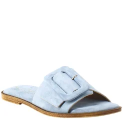 Sandalo Basso Da Donna In Pelle Scamosciata Celeste