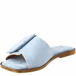 Sandalo Basso Da Donna In Pelle Scamosciata Celeste