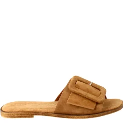 Sandalo Basso Da Donna In Pelle Scamosciata Marrone