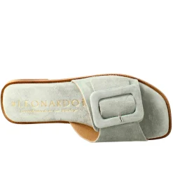 Sandalo Basso Da Donna In Pelle Scamosciata Verde