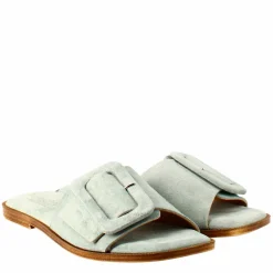 Sandalo Basso Da Donna In Pelle Scamosciata Verde