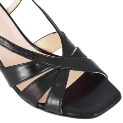 Sandalo Da Donna Classico In Pelle Colore Nero Con Fasce