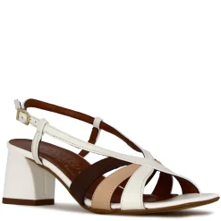 Sandalo Da Donna Classico In Pelle Colore Bianco Con Fasce Multicolore