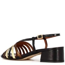 Sandalo Da Donna Con Fasce In Pelle Laminata Multicolore