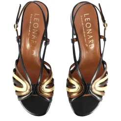 Sandalo Da Donna Con Fasce In Pelle Laminata Multicolore