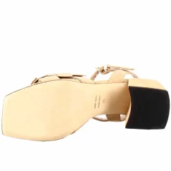 Sandalo Da Donna In Pelle Scamosciata Beige Con Glitter Applicati