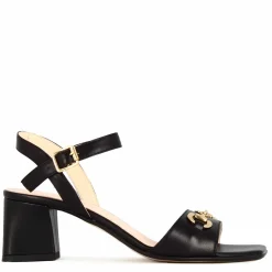 Sandalo Da Donna In Pelle Colore Nero Con Morsetto Fatto A Mano