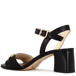 Sandalo Da Donna In Pelle Colore Nero Con Morsetto Fatto A Mano