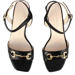 Sandalo Da Donna In Pelle Colore Nero Con Morsetto Fatto A Mano
