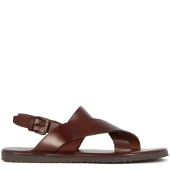 Sandalo Da Uomo Con Fasce Intrecciate In Pelle Colore Marrone Scuro