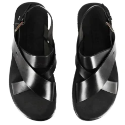 Sandalo Da Uomo Con Fasce Intrecciate In Pelle Colore Nero
