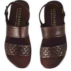 Sandalo Da Uomo Con Fibbia In Pelle Semi-intrecciata Colore Marrone