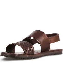 Sandalo Da Uomo Con Fibbia In Pelle Semi-intrecciata Colore Marrone