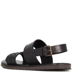 Sandalo Da Uomo Con Fibbia In Pelle Semi Intrecciata Colore Nero