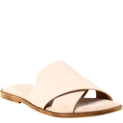Sandalo Doppia Fascia Da Donna In Pelle Scamosciata Beige