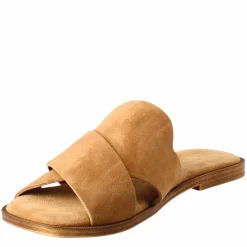 Sandalo Doppia Fascia Da Donna In Pelle Scamosciata Marrone