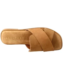 Sandalo Doppia Fascia Da Donna In Pelle Scamosciata Marrone