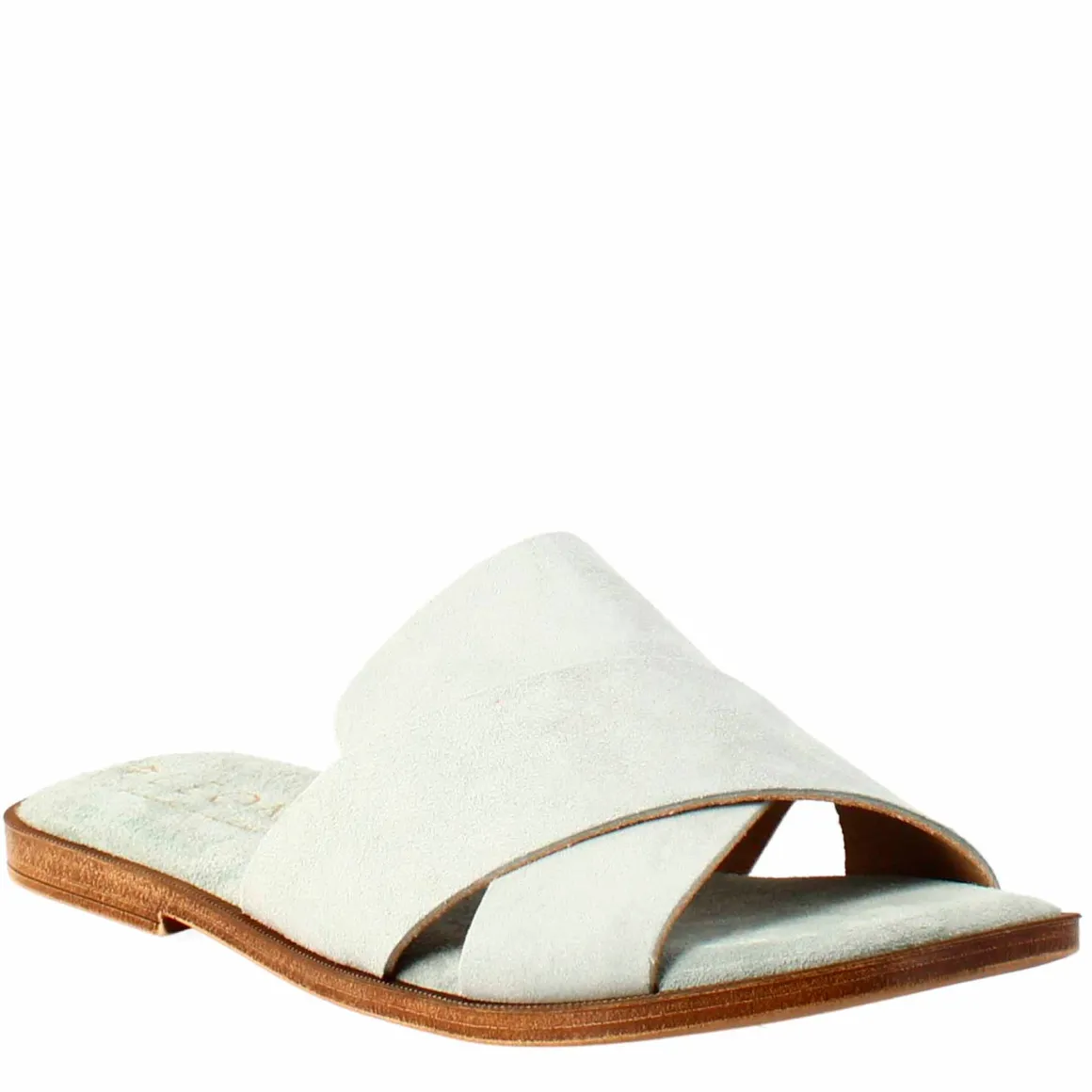 Sandalo Doppia Fascia Da Donna In Pelle Scamosciata Verde