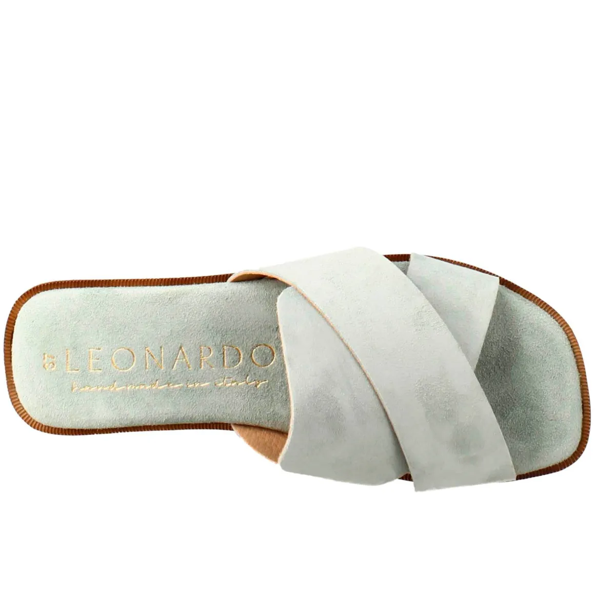 Sandalo Doppia Fascia Da Donna In Pelle Scamosciata Verde
