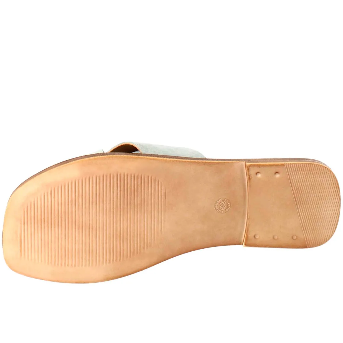 Sandalo Doppia Fascia Da Donna In Pelle Scamosciata Verde