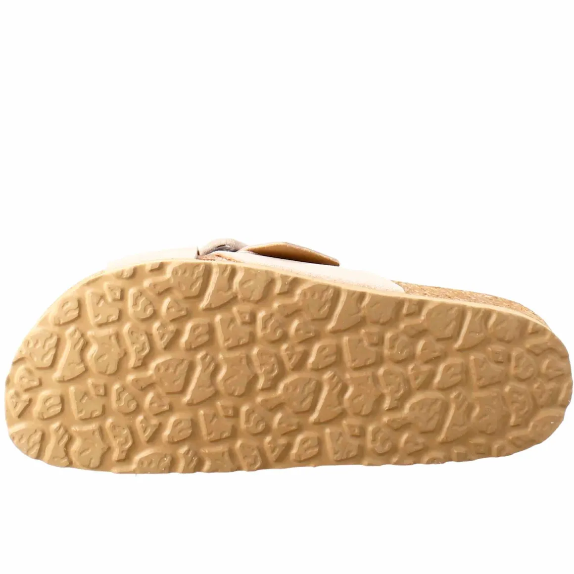 Sandalo Doppia Fascia E Fibbia Da Donna In Pelle Scamosciata Beige