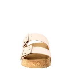 Sandalo Doppia Fibbia Da Donna In Pelle Scamosciata Beige