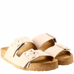 Sandalo Doppia Fibbia Da Donna In Pelle Scamosciata Beige