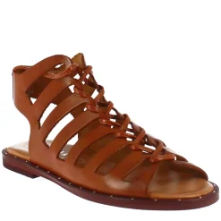 Sandalo Gladiatore Da Donna Con Lacci Fatti A Mano In Pelle Marrone