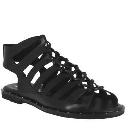 Sandalo Gladiatore Da Donna Con Lacci Fatti A Mano In Pelle Nero