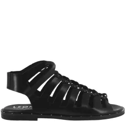 Sandalo Gladiatore Da Donna Con Lacci Fatti A Mano In Pelle Nero
