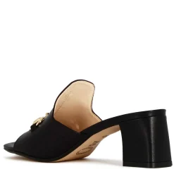 Sandalo Slider Da Donna In Pelle Colore Nero Con Morsetto